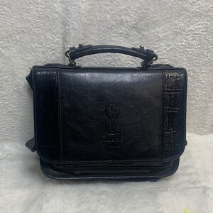 Bellerose Black Leather Top-Handle Briefcase Bag